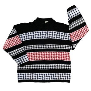 Vintage 1980s Houndstooth Striped Sweater